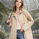 Orolay Long Packable Rain Jacket Women Waterproof Raincoat with Hood M