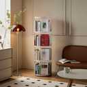 RRRICO Rotating Bookshelf,Cylindrical Revolving Bookcase,360 Book Organizer, Clear Acrylic Corner Book Shelf Standing Bookcase (4 Tier)