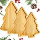 Patelai 3 Pieces Christmas Tree Charcuterie Boards Christmas Cutting Boards Christmas Wooden Serving Tray Kitchen Plates Dishes for Snacks Cookies