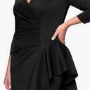 Xscape Women’s Techno Scuba V-Neck Three Quarter Sleeve Floor Length Dress (Plus), Black, 16W