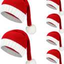 Panitay 6 Pcs Santa Knitted Christmas Hat - Warm Winter Crochet Xmas Skull Cap Stocking for Adult Women Men Teen, Red
