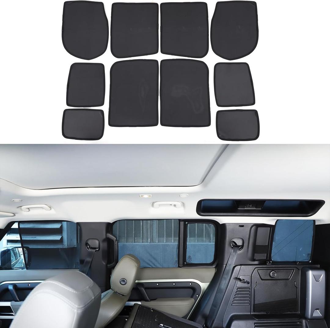 Full Window Sun Shade Cover Compatible with Land Rover Defender 90 110 130 2020-2025+, Front Rear Side Window Sunshade Screen Mesh Cover