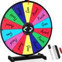 24 Inch Prize Wheel Spinner with Stand, 14 Slots Color Spinning Wheel for Prizes, Fortune Wheel Spinner for Trade Shows, Carnivals, Home Games