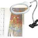 5D Diamond Painting Tools Magnifier LED Light with Clamp, Folding Design with 1 Glass Lens 4X & 6X Magnifier