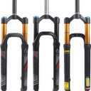 BUCKLOS LUTU 26/27.5/29 Air MTB Suspension Fork, Rebound Adjust Straight Tube 28.6mm QR 9mm Travel 120mm Manual/Crown Lockout Mountain Bike Forks, Ultralight Gas Shock XC Bicycle (Black Gold)