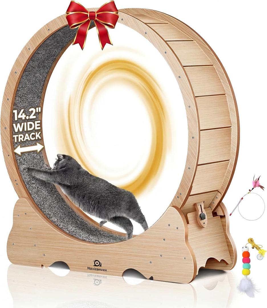 Cat Wheel, 48" XL Large Cat Treadmill for Indoor Pets, Cats Exercise Running Wheel with Detachable Carpet, Quiet and Sturdy, Suitable for Most Cats Running/Walking/Training