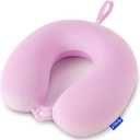 Travel Pillow Memory Foam for Airplanes - Neck Pillow for Traveling, Car, Home, Flight Pillow for Sleeping with Attachable Snap Strap Soft Washable Cover, Provide Head Neck Support Rest, Light Purple