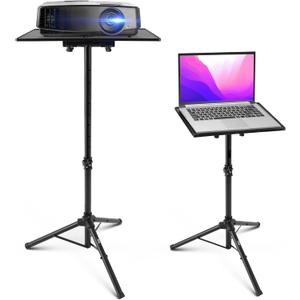 PYLE Laptop & Projector Stand, Tripod Stand With Adjustable Height 28"-50", Portable DJ Equipment Mount, Angle Adjustable Tray, Lightweight Metal Construction, Stage, Studio, Musicians & Performers