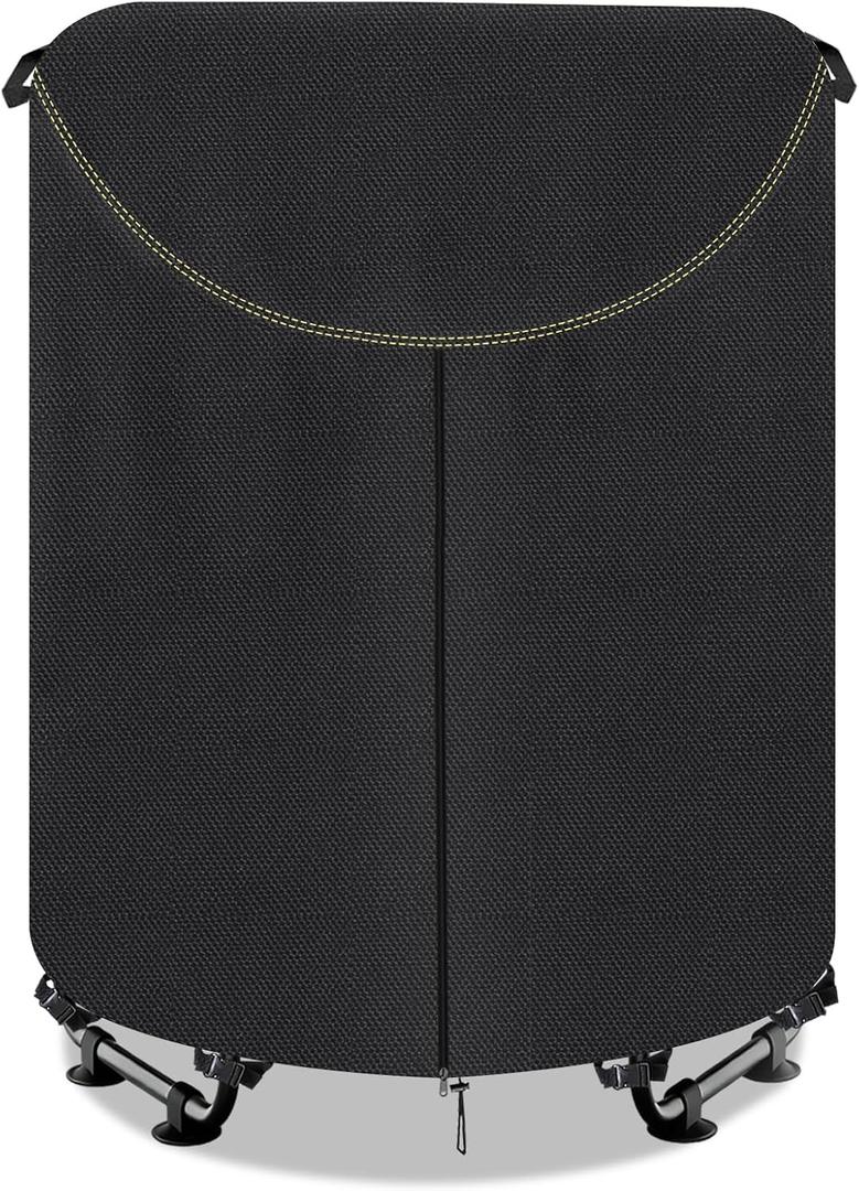 Kids Trampoline Cover,600D Heavy-Duty Outdoor Waterproof Trampoline Cover, UV-Resistant and Windproof,Suitable for 5560 inch Round Kids' Trampolines with Drawstring & Buckles - Black