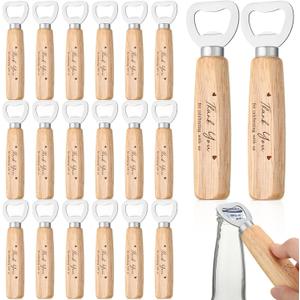 Wedding Bartender Bottle Opener Bulk Wood Wine Bottle Opener Thank You for Celebrating with Us Engraved Gifts for Guests Wedding Birthday Party Baby Shower Graduation Souvenirs(20 Pcs)