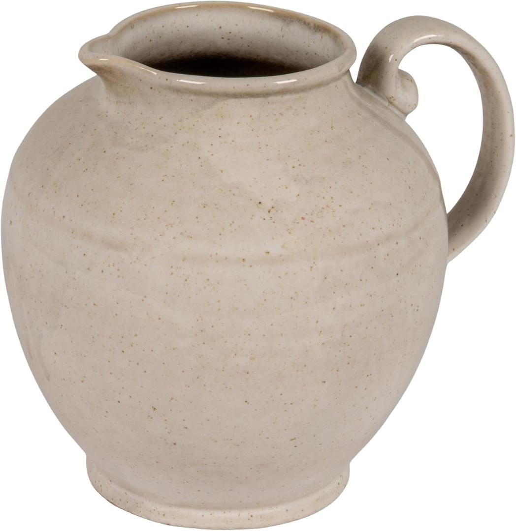 Creative Co-Op Stoneware Pitcher with Reactive Glaze, Cream