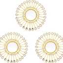 Gold Mirrors - Sunburst Valentine Wall Art, Decorative Round Mirrors for Valentine Bedroom, Living Room, Bathroom, Kitchen, Entryway, Hallway - Set of 3