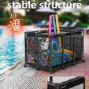POOLHOUR Pool Float Storage XXL Large Outdoor Pool Toy Storage Organizer for Pool Noodles, Toys, Floats, Balls, Equipment, Mesh Rolling Storage Organizer Bin, Black