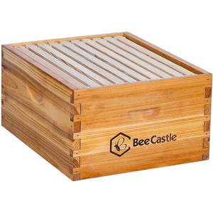 BeeCastle Heavy Wax Coated Unassembled Langstroth Deep/Brood Box with Frames and Beeswax Coated Foundation Sheet (10 Frame)