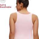 NANJI Sleeveless Tank Bodysuit for Women - Slim Fit Scoop Neck Thong Body Suit, Stretch Double Lined Tops Casual Going Out (L)