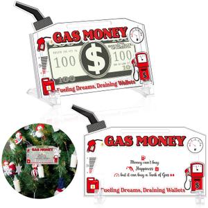 Christmas Gas Money Holder Acrylic Christmas Card Holder Box Cash Envelope Holder Money Gift for Snow Festive Winter Holiday Funny Christmas Tree Decorations Christmas Gas Can Ornament