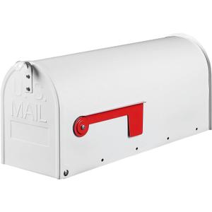 BlissBoard White Mailboxes for Outside Post Mount, Galvanized Steel Metal Mailbox, Standard Size, 20 x 8.7 x 6.7 Inches