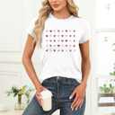 Valentines Day Shirt for Women Valentine T-Shirts Red Love Heart Sketch Tee Tops (White, S)