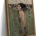 Vintage Woman Wall Art, Dark Academia Woman in Water Canvas Wall Decor Painting, Victorian Goth Floral Artwork Prints Pictures for Living Room Bedroom 16x24 Inch Wood Framed