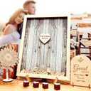 Wedding Guest Book Alternative Pen Sign Drop Top Wooden Frame for Baby Shower Birthday Party Decoration 110 Hearts (Color2)