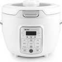 AROMA Professional Digital Rice Cooker, 10-Cup (Uncooked) / 20-Cup (Cooked), Slow Cooker, Multicooker, Steamer, Oatmeal Cooker, Auto Keep Warm, Saut-then-Simmer, 4 Qt, White, ARC-1230W
