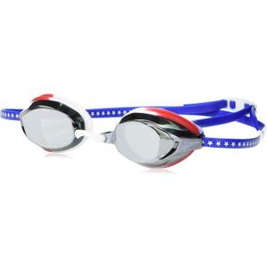 Speedo unisex-adult Swim Goggles Vanquisher Extended View (One Size, Mirrored Red/White/Blue/Grey)