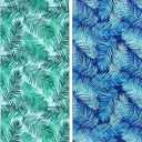 2 Pack Microfiber Beach Towel, Oversized Pool Towel 75x 35, Sand-Free Quick Drying Camping Super Absorbent Bath Blanket, Soft Breathable and Lightweight (2 Pack- Blue/Green Leaves)