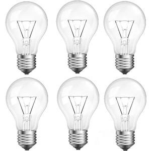 100 Watt Incandescent Light Bulbs, A19 Clear Incandescent Rough Service Light Bulb,A19 100 WATT Incandescent Bulb Shatter Resistant Rough Service Light Bulb 100 WATTS A19 Shape (6)
