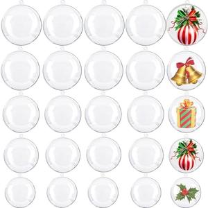 40pcs Clear Plastic Fillable Ornaments,Transparent DIY Craft Ball, Tiny Clear DIY Christmas Ornament 5 Different Sizes for Wedding,Party,Home Decor (25mm+30mm+40mm+50mm+70mm)