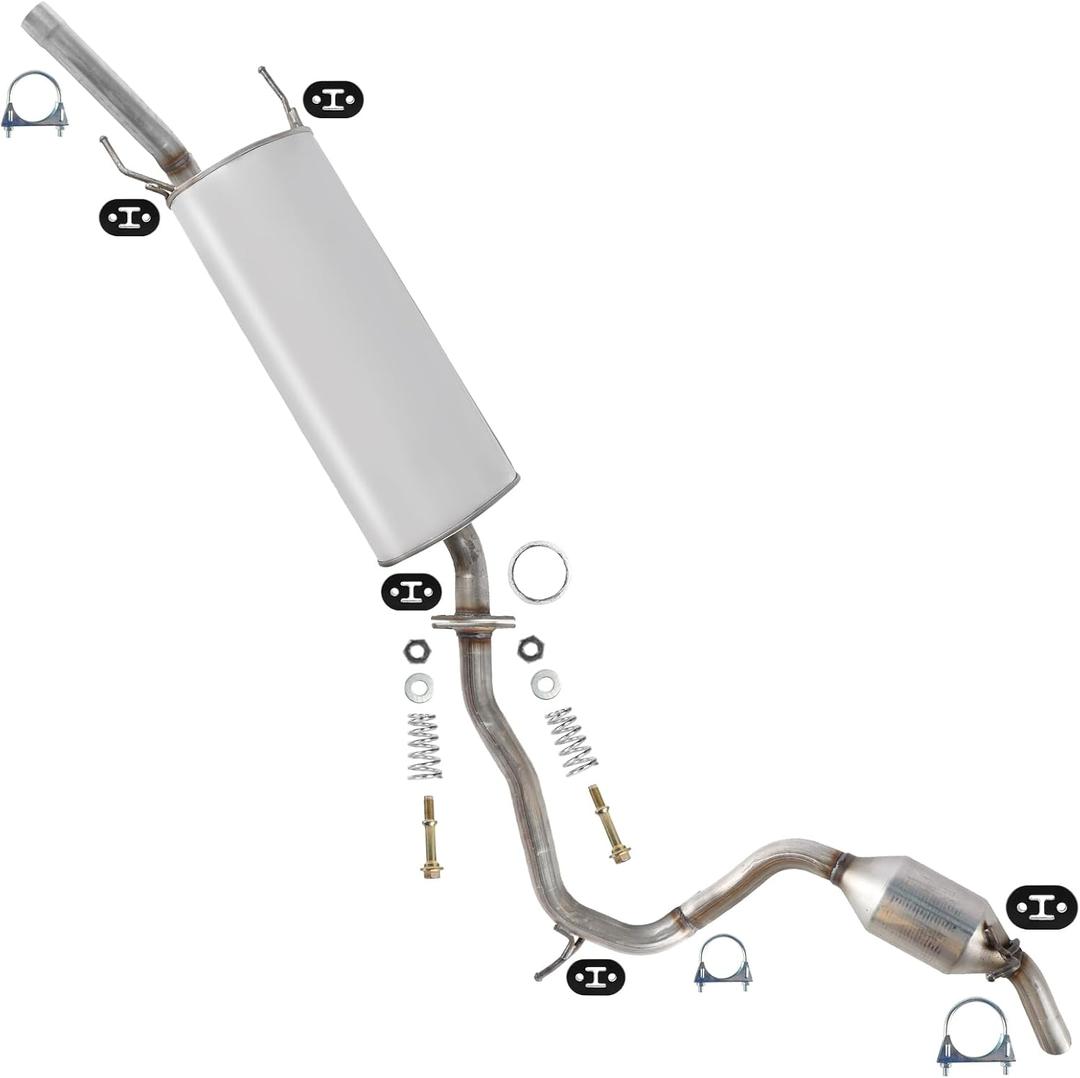 Middle Muffler Resonator Tail Pipe Kit Compatible with 2006 2007 2008 Toyota RAV4 2.4L/ 2009 2010 2011 2012 RAV4 2.5L, Direct Fit Exhaust System Set Replacement Parts