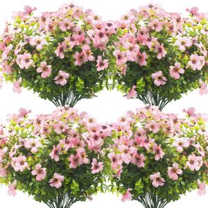 10 Bundles Artificial Flowers Outdoor UV Resistant Fake Flowers No Fade Faux Plants Garden Porch Window Box Decorating (Pink)