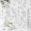 2 x Peel and Stick Wallpaper Black and White Contact Paper Floral Bird Wallpaper Boho Removable Wallpaper Decorative Self Adhesive Wallpaper Contact Paper for Cabinets Wall Paper 17.3" x 118"