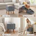 Luciphia 2-in-1 Wooden Pet Stairs & Ottoman 17" H Foldable Dog Ramp with Solid Wood Frame & Tech Cloth Surface Pet Footstool Steps with Non-Slip Surface for Puppy Senior Injured Dogs Couch Bed