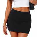 4 x EARKOHA Women's Mini Skorts with Underneath,Elastic Waist Black Sexy Y2K Bodycon Pencil Mini Skirt Streetwear for Casual, Work, Party, Office，Daily Wear M (Black, M)