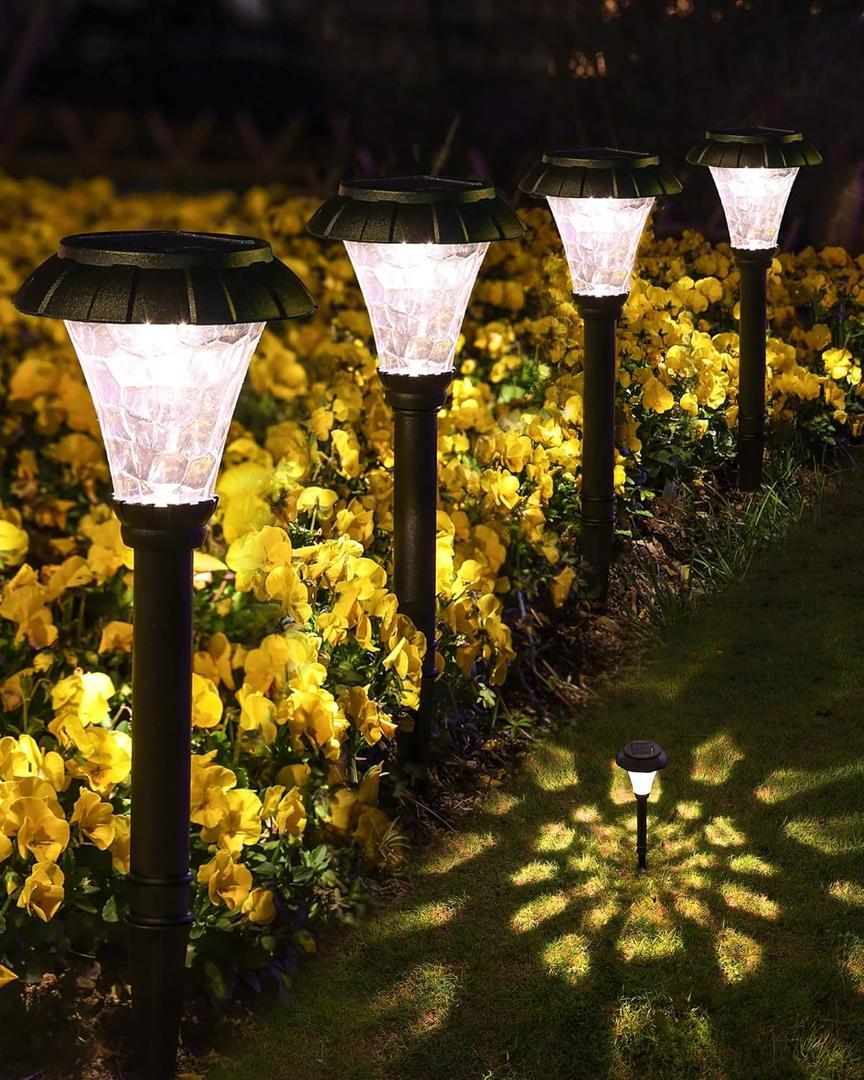 Solar Pathway Lights,6 Pack Solar Lights Outdoor Waterproof,Outdoor Solar Lights for Yard,Lawn,Patios, Garden,Landscape,Walkway,Driveway (dark black)