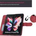 Samsung Z Fold 4 PU Leather Flip Wallet Case with 2 Card Slots Pencil Holder Samsung Z Fold 4 Case with Folding Kickstand Strong Magnetic Full Cover Wallet Case (Red)
