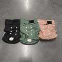 Wegreeco Cat Diapers, Cat Diapers for Male Female Cats Spraying Incontinence, Reusable Adjustable Highly Absorbent (3 Pack, Large) Green, Gold, Black