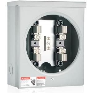 Relaxweex 100a, 4 Jaw Meter Base Meter Socket, 600v 1 Phase 3 Wire Ringless Type, with Horn Bypass, Suitable for Overhead/Underground Feed (8.7 x 7.5 x 3.2 Inch)