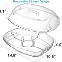 DEAYOU Ice Serving Tray for Party Food, Chilled Serving Platter Dish with 4 Compartments, 15" Flip-Lid Divided Serving Bowl for Appetizers, Fruits, Vegetables, Salads, Shrimp Cocktail, 2 Layers