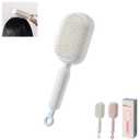 Retractable Cushion Massage Comb Brush, Pull Ring Cushion Massage Brush, Anti-Static Easy-Clean Massage Comb, Portable Travel, Smooth Clean Detangling Comb for All Hair Types(White)