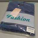 MASCOMODA Womens Sweaters Fall 2025 Oversized Striped Sweater Long Sleeve Polo V Neck Loose Side Slit Knitted Tunic Tops (Blue, XL)