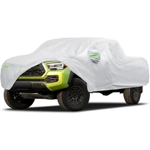 Car Cover Custom Fit for Toyota Tacoma 2005-2026, Migaven Waterproof Full Exterior Cover Sun Rain Protection with Door Zipper and Cotton Lining (Silver)
