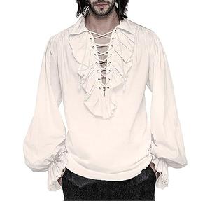 Amazon.com: Mens Pirate Costume Shirt Steampunk Medieval Renaissance Shirt Gothic Ruffled Halloween Cosplay Tops : Clothing, Shoes & Jewelry