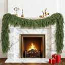 9FT Artificial Norfolk Pine Garland, Realistic Christmas Greenery Garland for Mantle, Staircase, Banister, Fireplace, Wall, Door, Table, Indoor & Outdoor Holiday Xmas Decortions