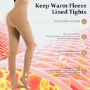 UISLII Fleece Lined Tights Women, Warm Pantyhose leggings Women,Fake Translucent Thermal Skin Colored Tights for Winter (Beige, Size L)