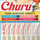 INABA Churu Cat Treats, Lickable, Squeezable Creamy Pure Cat Treat with Green Tea Extract & Taurine, 0.5 Ounces Each Tube, 20 Tubes, Tuna & Seafood Variety Box (EXP 12/18/25)