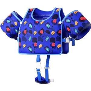 Toddler Swim Vest, Toddler Floaties Fit 20-66LBS, Swim Vest for Toddlers Learning to Swim, Puddle Kids Jumper with Adjustable Strap, Swim Jacket Arm Floaties for Baby Boys Girls 1-7 Years Old (Darkblue)