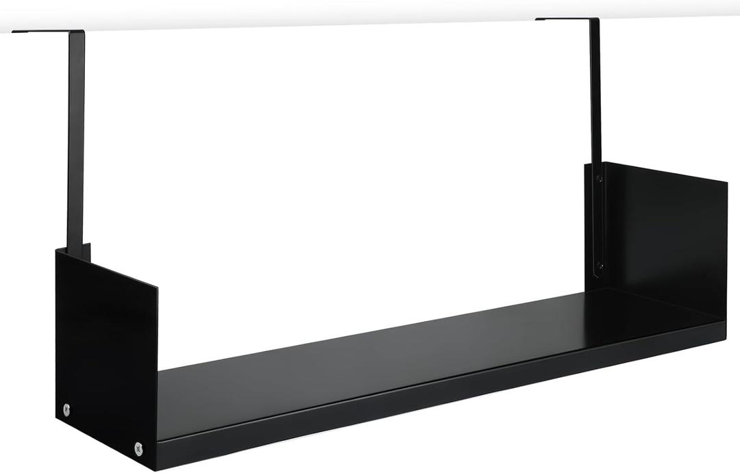 Office Cubicle Shelf Storage Organizer Hanging File Organizer Cubicle Hanging Shelf Accessories Storage Bookshelf with Hooks for Home Desk (24", Black)