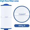 Cryspool 05033 Filter Compatible with Tuff Spa Filter, Del Sol Spas, Sundance Spas 6540-723, 5CH-402, FC-2811, South Pacific Spas, 40 Sq. Ft Spa Filter Cartridge, 2 Pack