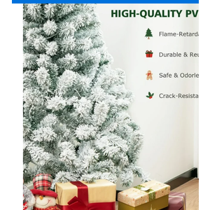 4.5ft Pre-Lit Premium Snow Flocked Hinged Artificial Christmas Tree w/150 Lights